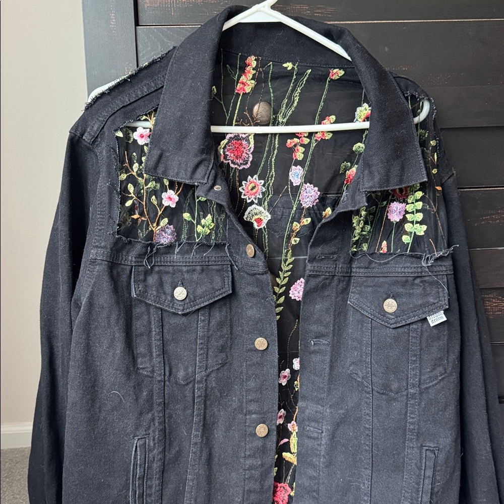PARAGON Black Denim Jacket with Gold Button